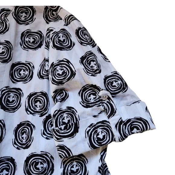 Allison Daley Black/White Button Up V Neck Shirt Size 3X w/Roll Tab sleeves - Picture 3 of 6
